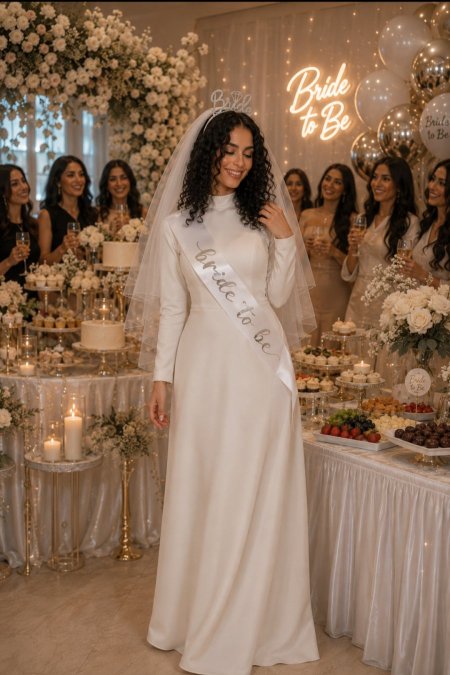 طقم العروسBride to be (وشاح +طرحة+طوق شعر)